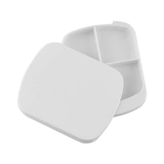 White Spin Pill Boxes Open Closed